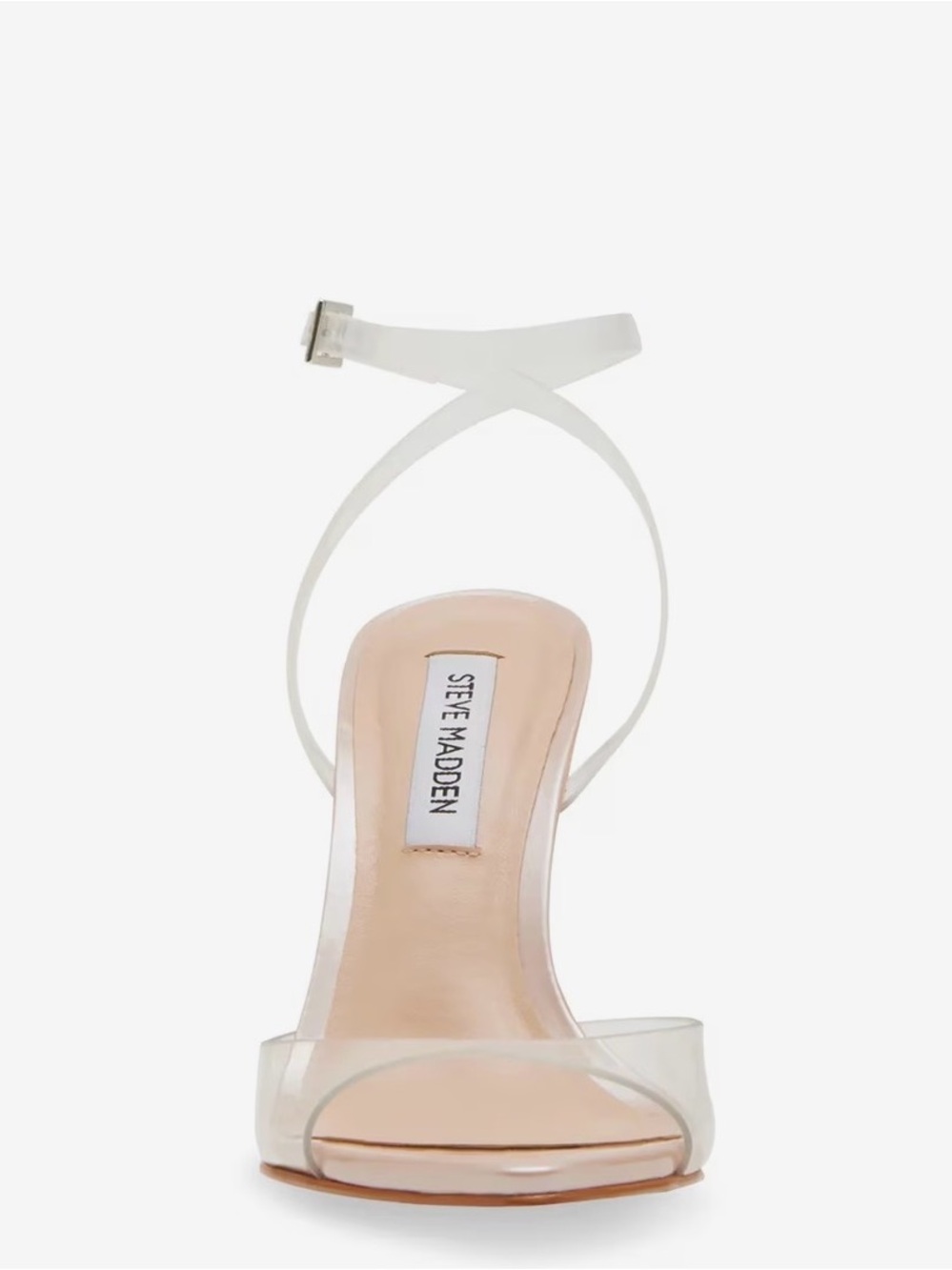 Steve Madden Beki Women’s Size 8 Clear Ankle-Strap High Heel Sandal White/Clear - Picture 2 of 10